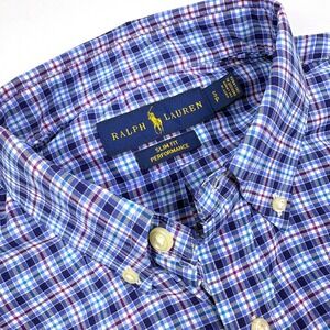 Ralph Lauren Slim Fit Performance Button Down Shirt Mens Sz S Blue Red Plaid